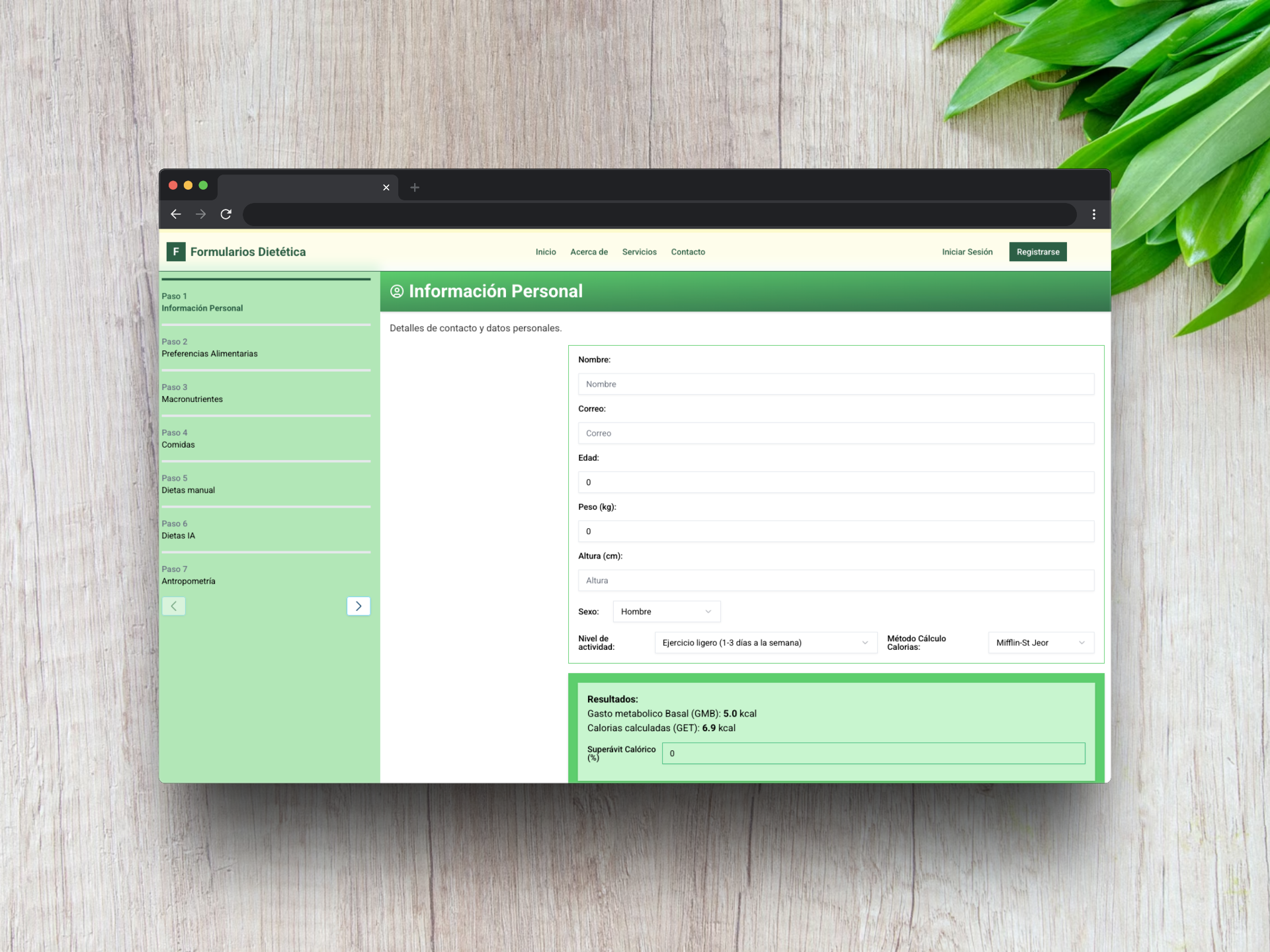 proyecto formularios de dietica