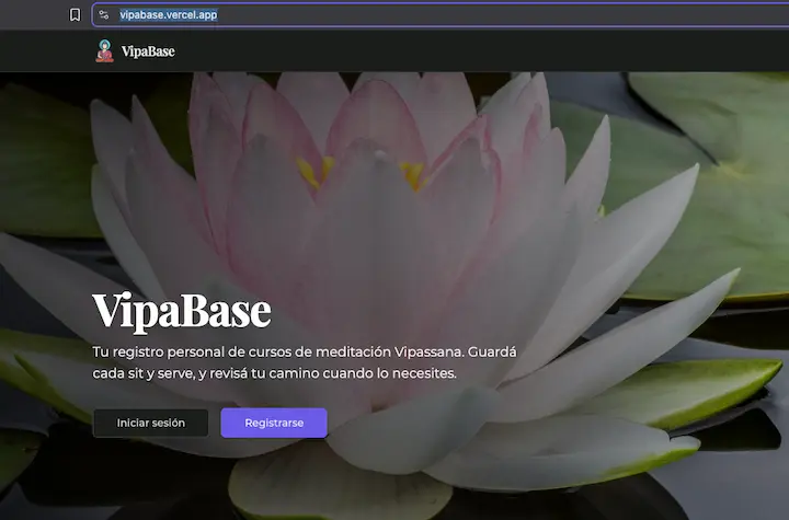VipaBase — Registro de cursos Vipassana